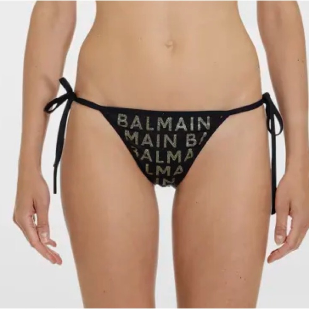 Balmain Glitter Logo Swim Bottoms
